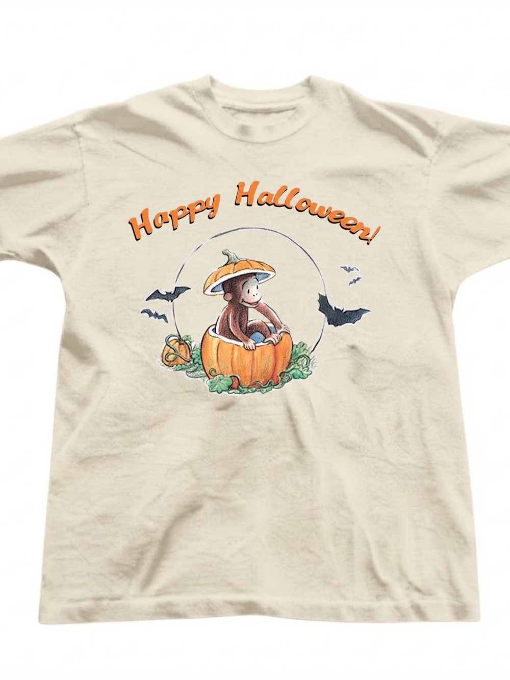 Happy Halloween Monkey Pumpkin Graphic Gildan T-Shirt Unisex Top